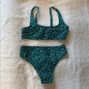 Adorable green flower bikini